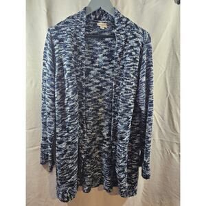 St Johns Bay Cardigan Sweater Sz L Open Front Multicolor Womens 100% Acrylic